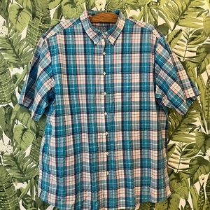 Men’s XL blue plaid Button Down Joseph A. Banks southern style shirt